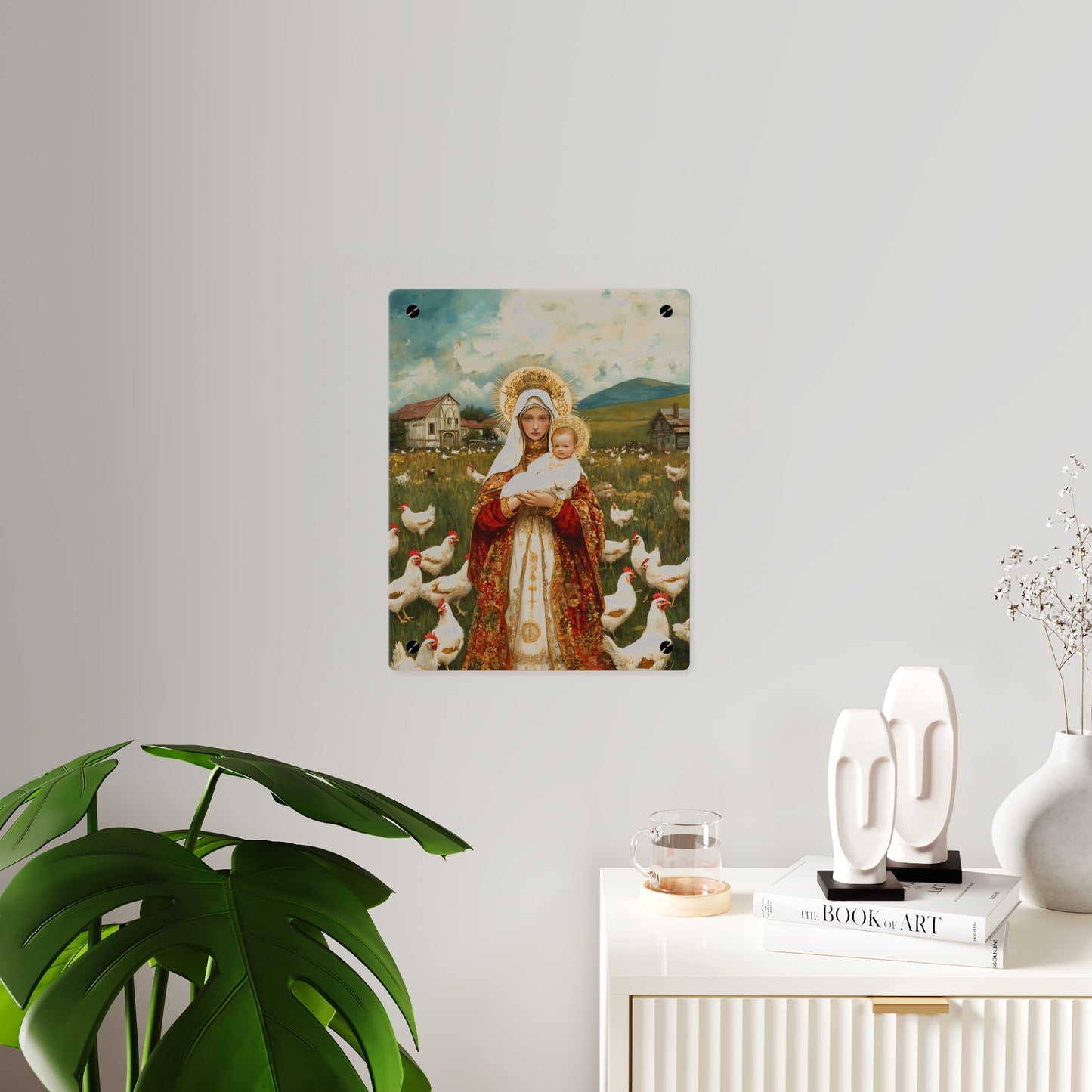 Our Lady of the Hens Acrylic Wall Art Panel - Ready to Hang Acrylic Print - Catholic Saint Art