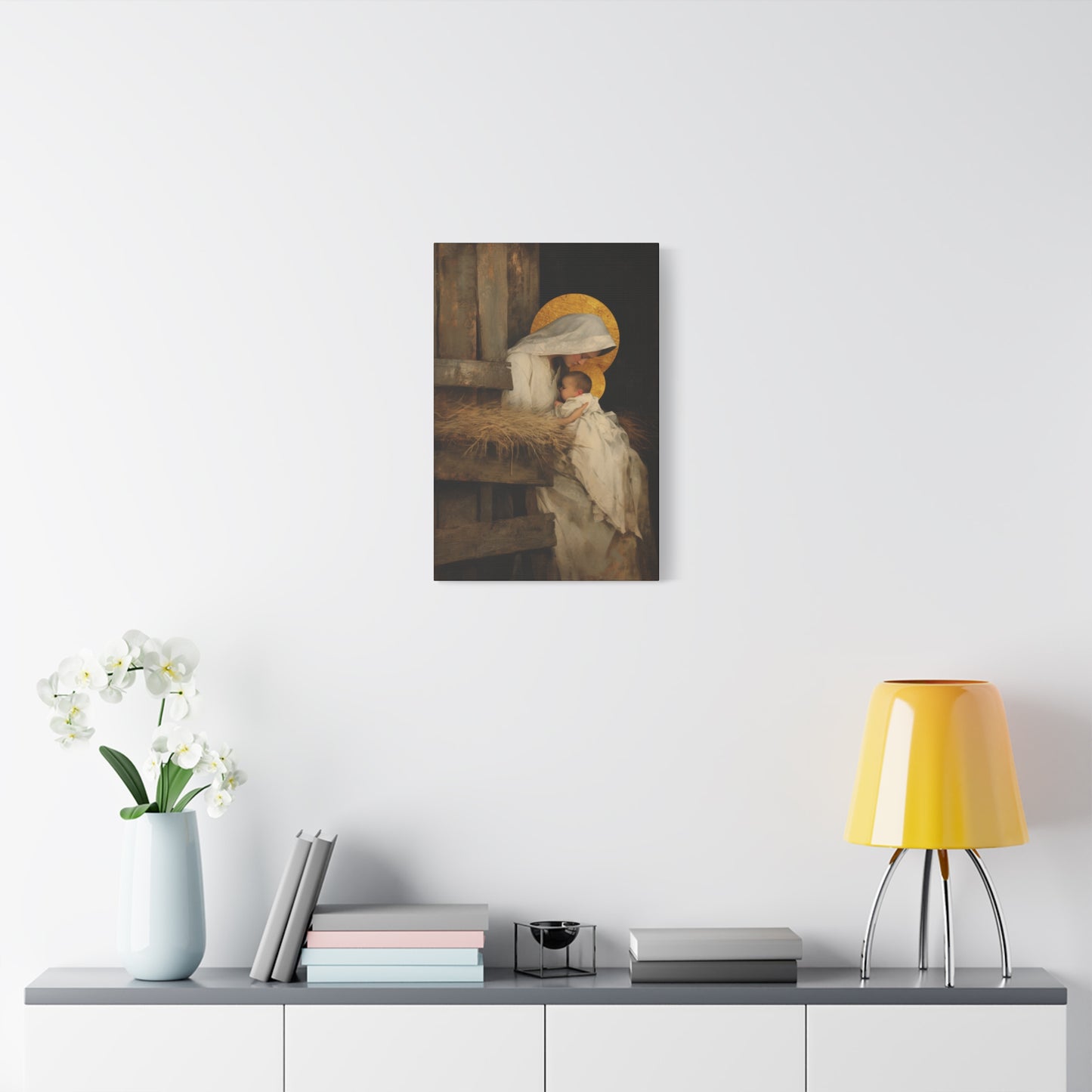 Our Lady of the Manger - Mother Mary and the Christ Child - Gallery Wrapped Canvas - Print - Religious Art for your Home - Catholic