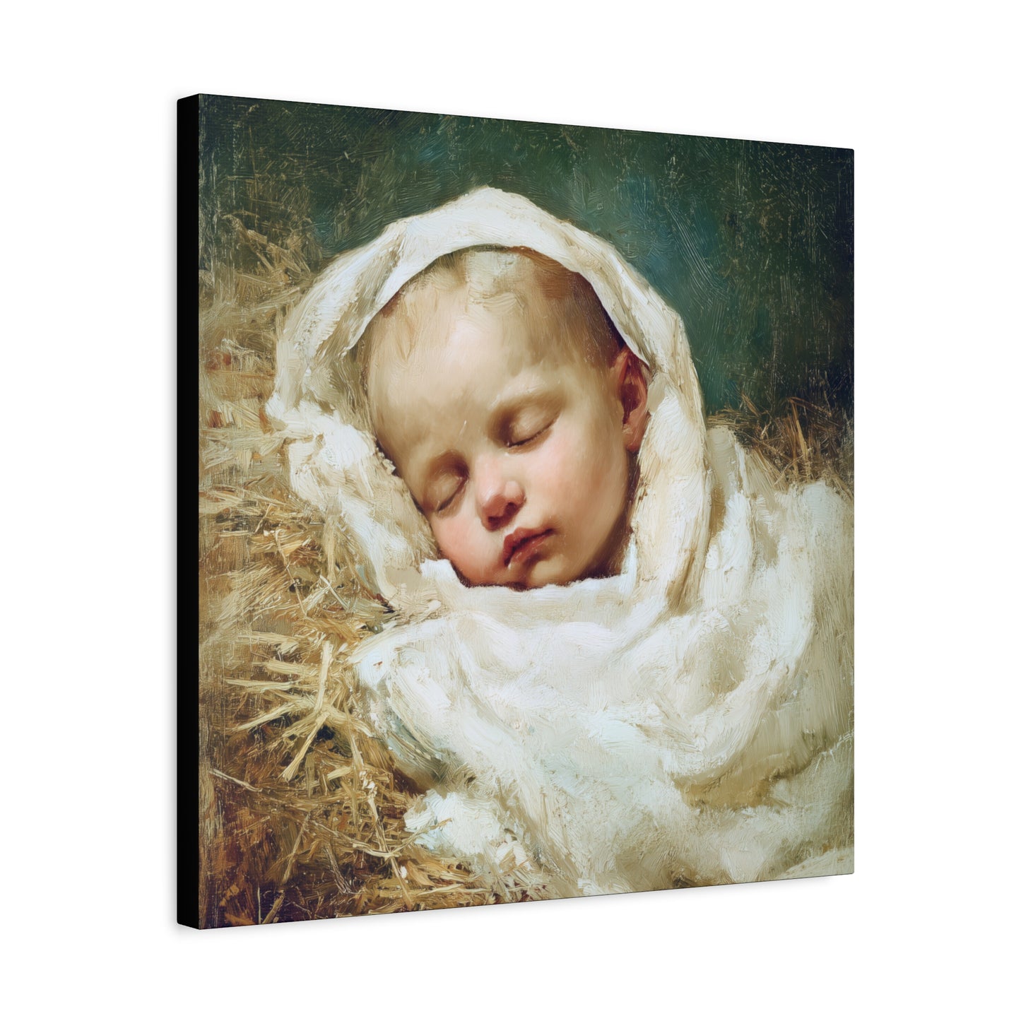 The Christ Child Resting in the Silence of the Manger - Gallery Wrapped Canvas - Print - Religious Art for your Home - Catholic Art Print