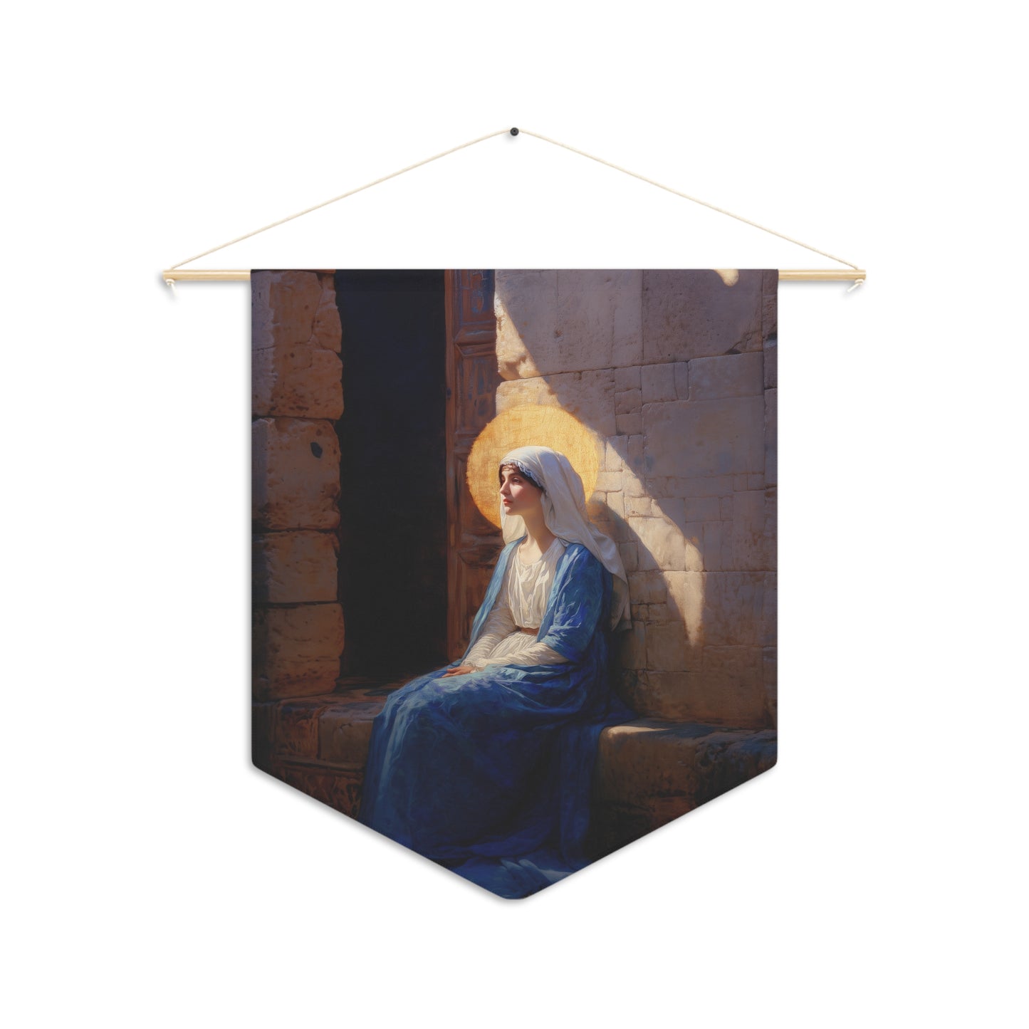 The Quiet Fiat That Split the Darkness, Mary's Yes Wall Banner / Wall Hanging - Christian Art - Prayer room - 18" x 21"