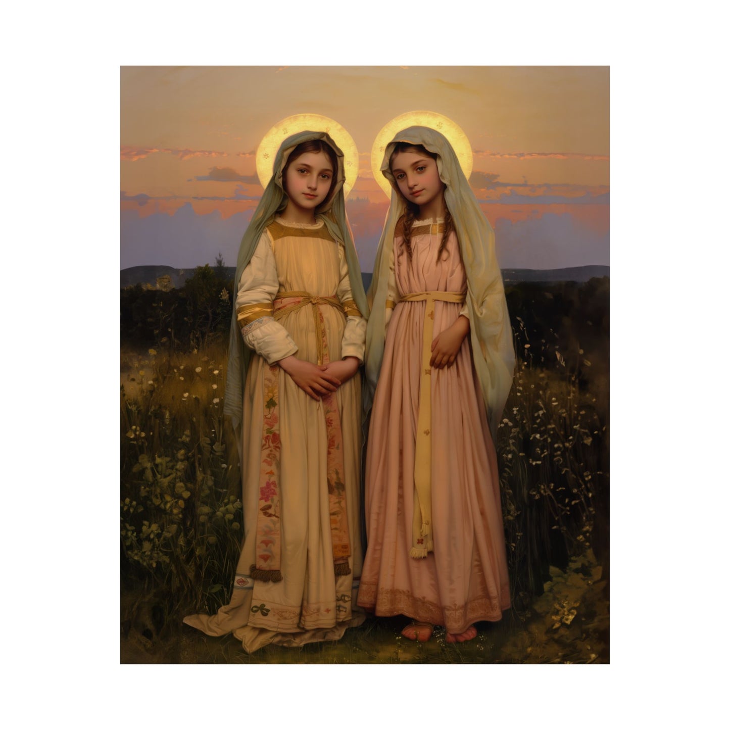 Saints Nunilo and Alodia - Sanctified Souls Print - Multiple Sizes - Premium Posters - Catholic Art - Christian - Gifts for Catholics