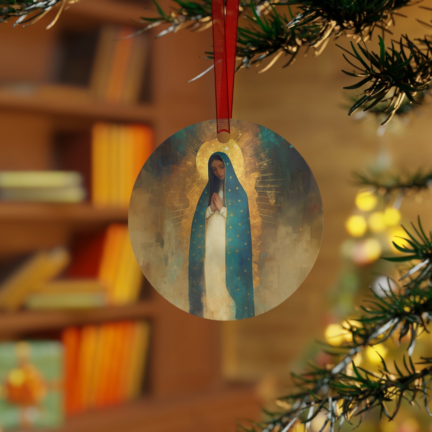 Flower of the new World - Our Lady of Guadalupe Ornament - Religious Holiday Christmas Ornament and Keepsake - Double sided Keepsake