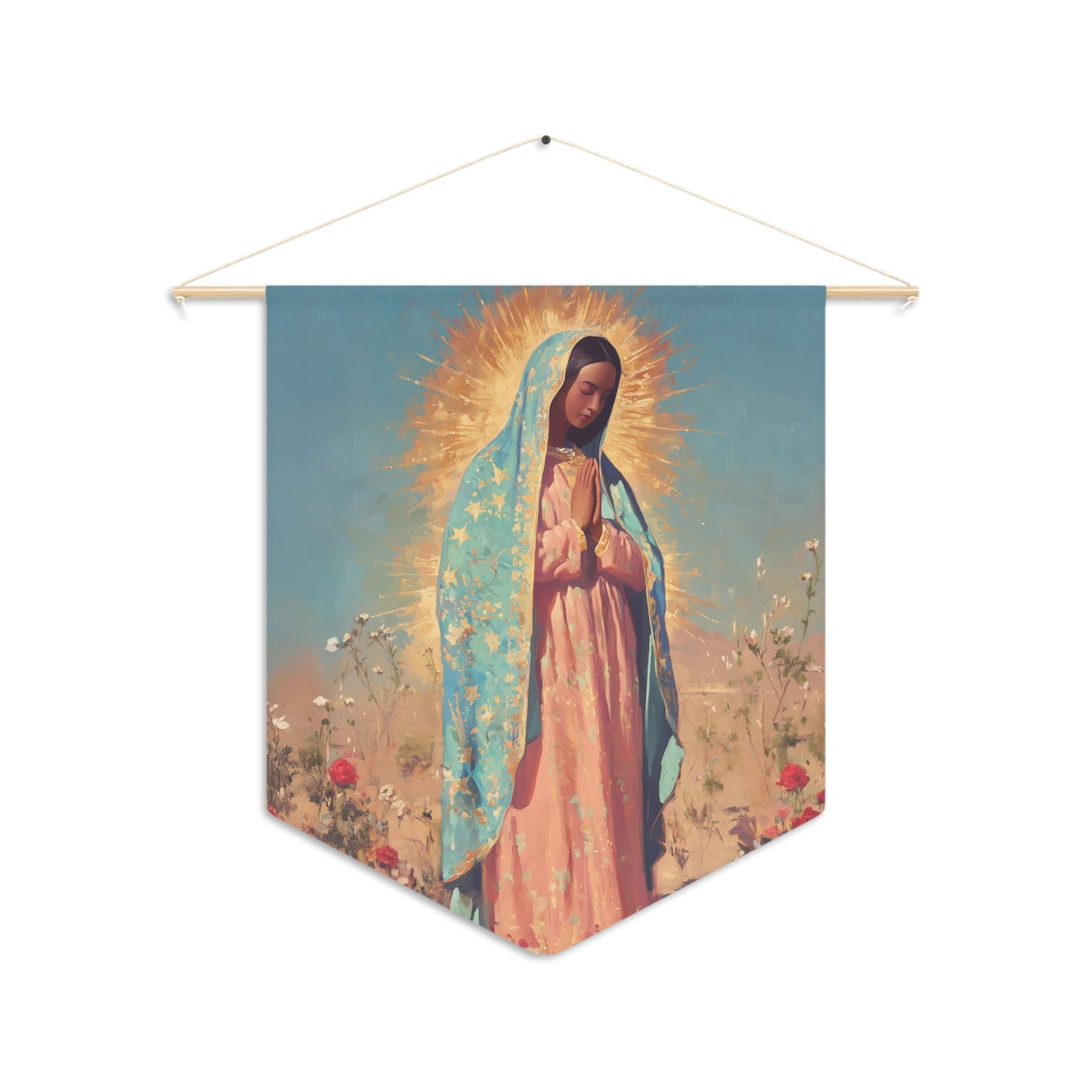 Our Lady of Guadalupe - Wall Banner / Wall Hanging - Christian Art - Prayer room - 18" x 21"