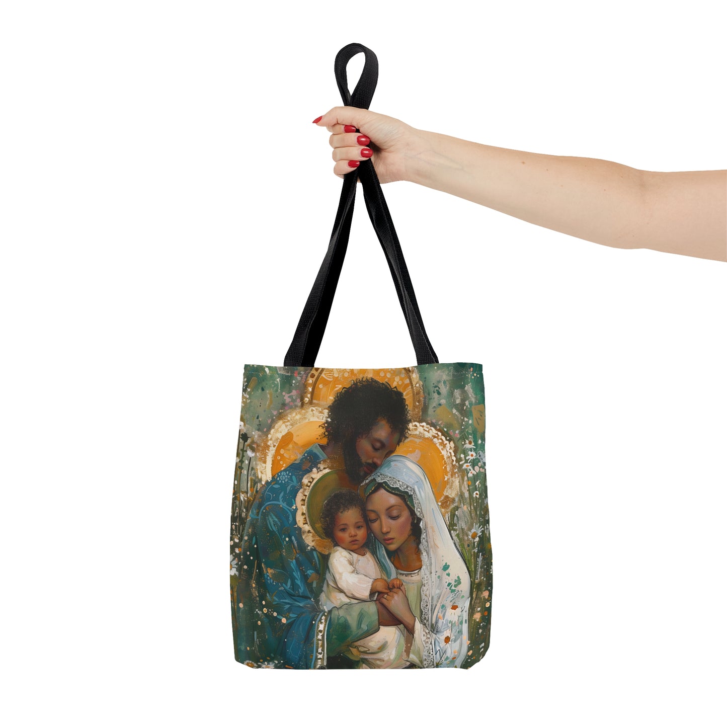 Sacred Sanctuary - Mary, Joseph, and the Infant Jesus Tote Bag - Large Medium Small Faith Art Bag - Holy Family Purse - Double Sided