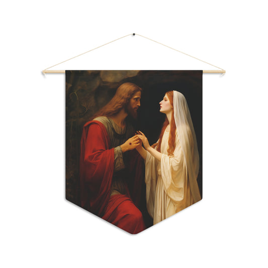Revelation of Redemption Mary Magdalene and the Risen Christ Wall Banner / Wall Hanging - Prayer room art - Large Saint Art  - 18" x 21"