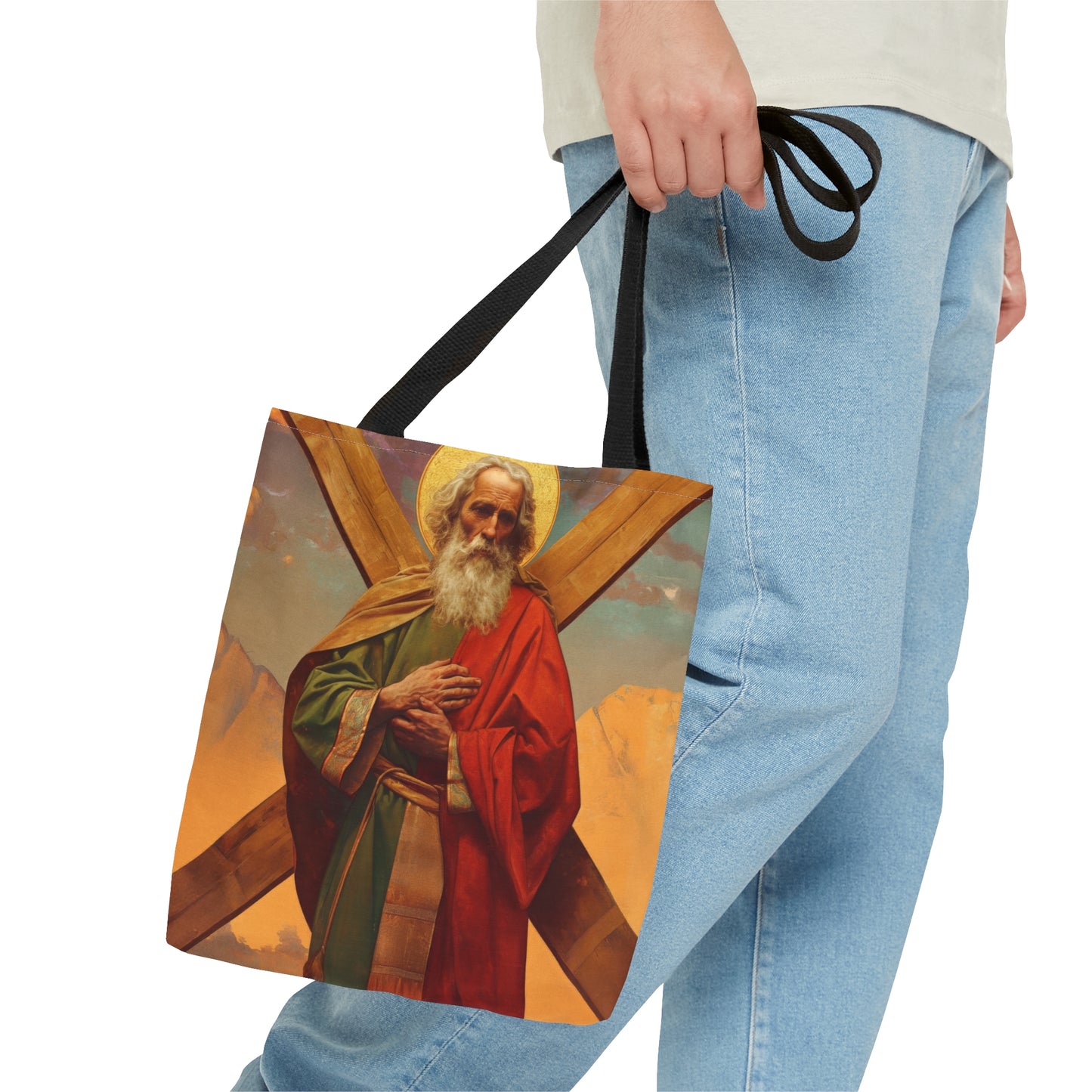 Saint Andrew the Apostle - Tote Bag - Large Medium Small Faith Art Bag - Re usable Tote Purse - Double Sided - Catholic Art Bag