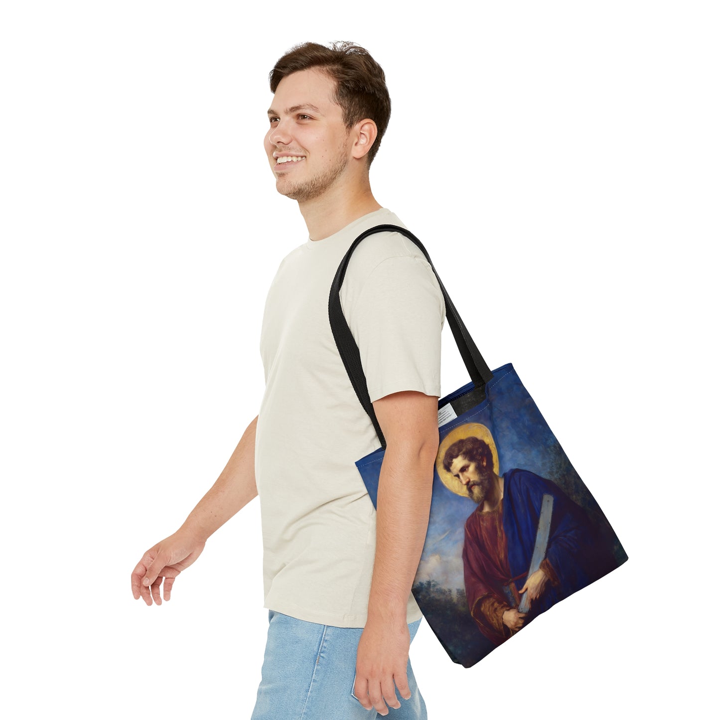 Saint Simon the Apostle / Simon the Zealot Tote Bag - Large Medium Small Faith Art Bag - Catholic Faith Purse - Double Sided