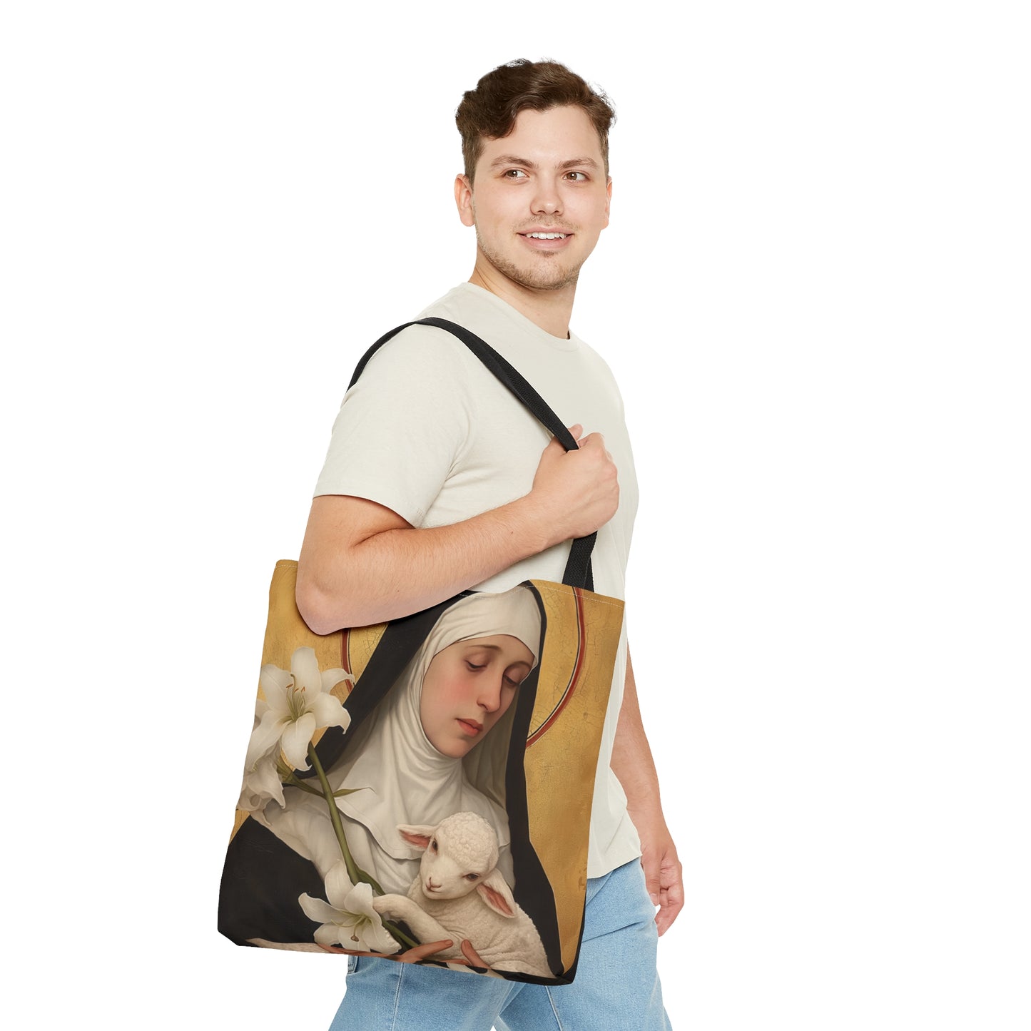 Saint Agnes of Montepulciano Tote Bag - Large Medium Small Faith Art Bag - Catholic Faith Purse - Religious Carry All Reusable Tote Bag