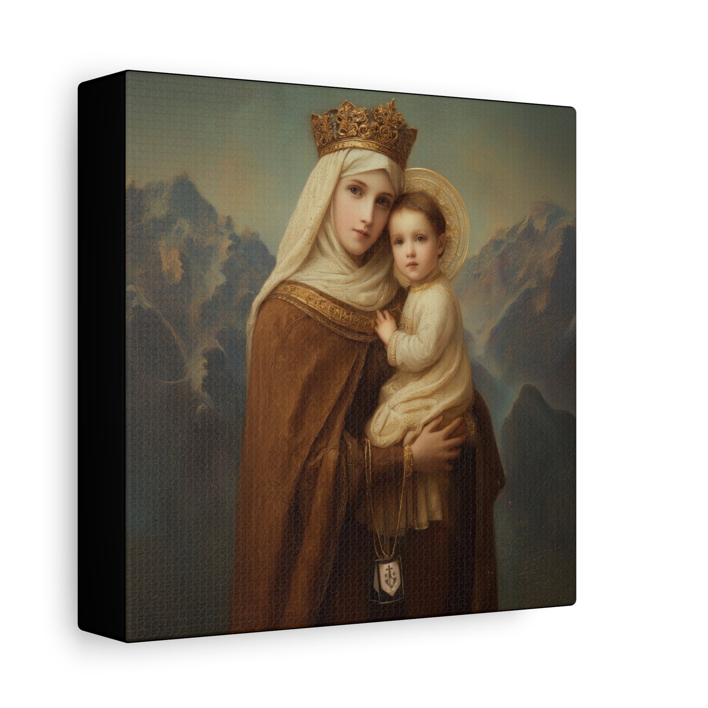 A Cord Between Heaven and Earth - Our Lady of Mount Carmel Wrapped Canvas Print - Multiple Sizes - Catholic Home art Matte Canvas, Stretched