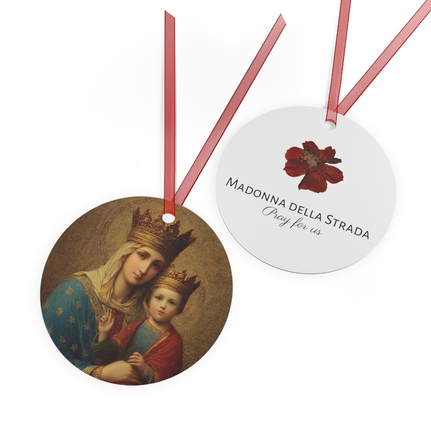 Madonna della Strada - Our Lady of the Way  - Ornament - Religious Holiday Christmas Ornament and Keepsake - Double sided