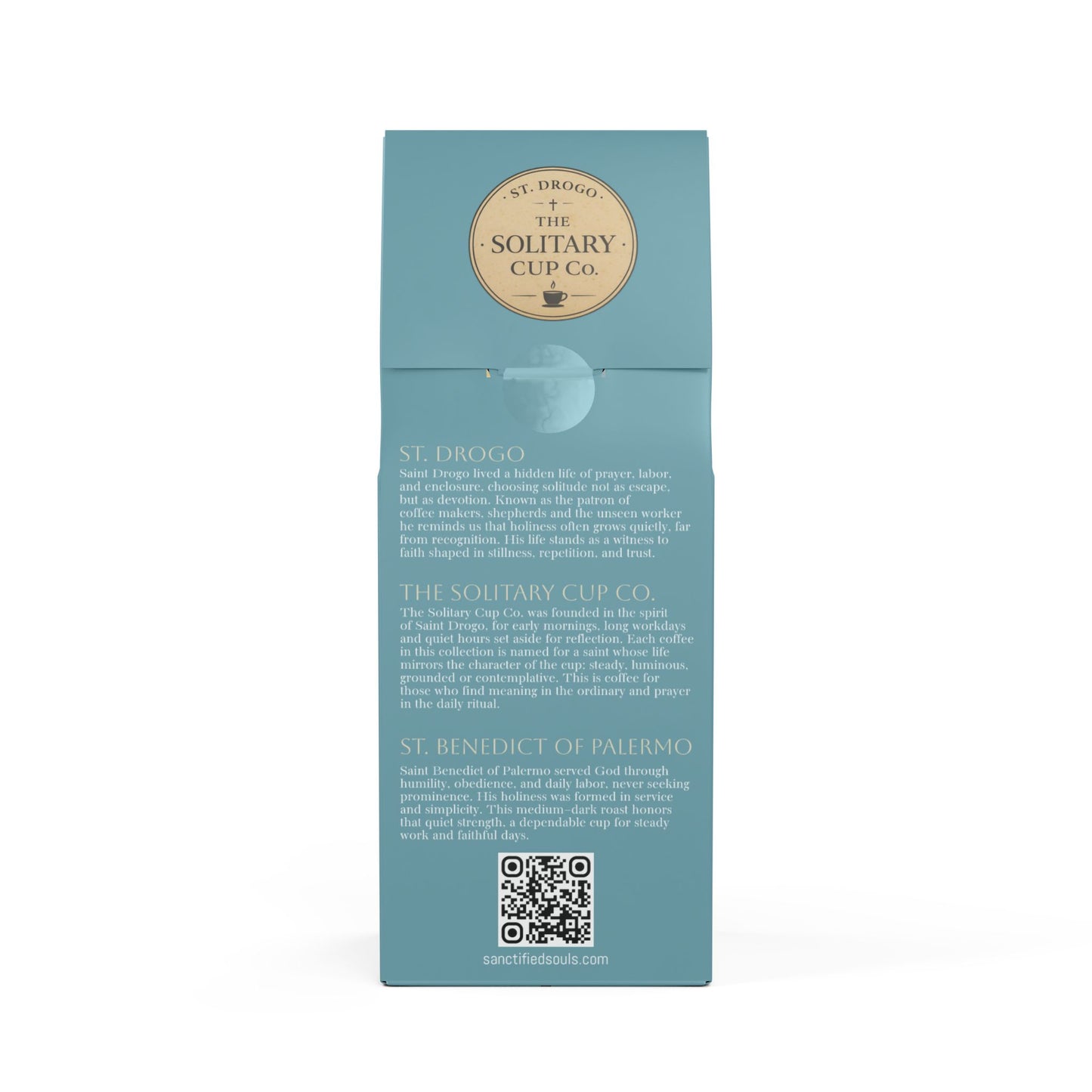 St. Benedict of Palermo - Daily Offering Roast (Medium-Dark Roast) - St. Drogo - The Solitary Cup Co. - Artisan Catholic Saint Inspired Coffee - 12 oz.