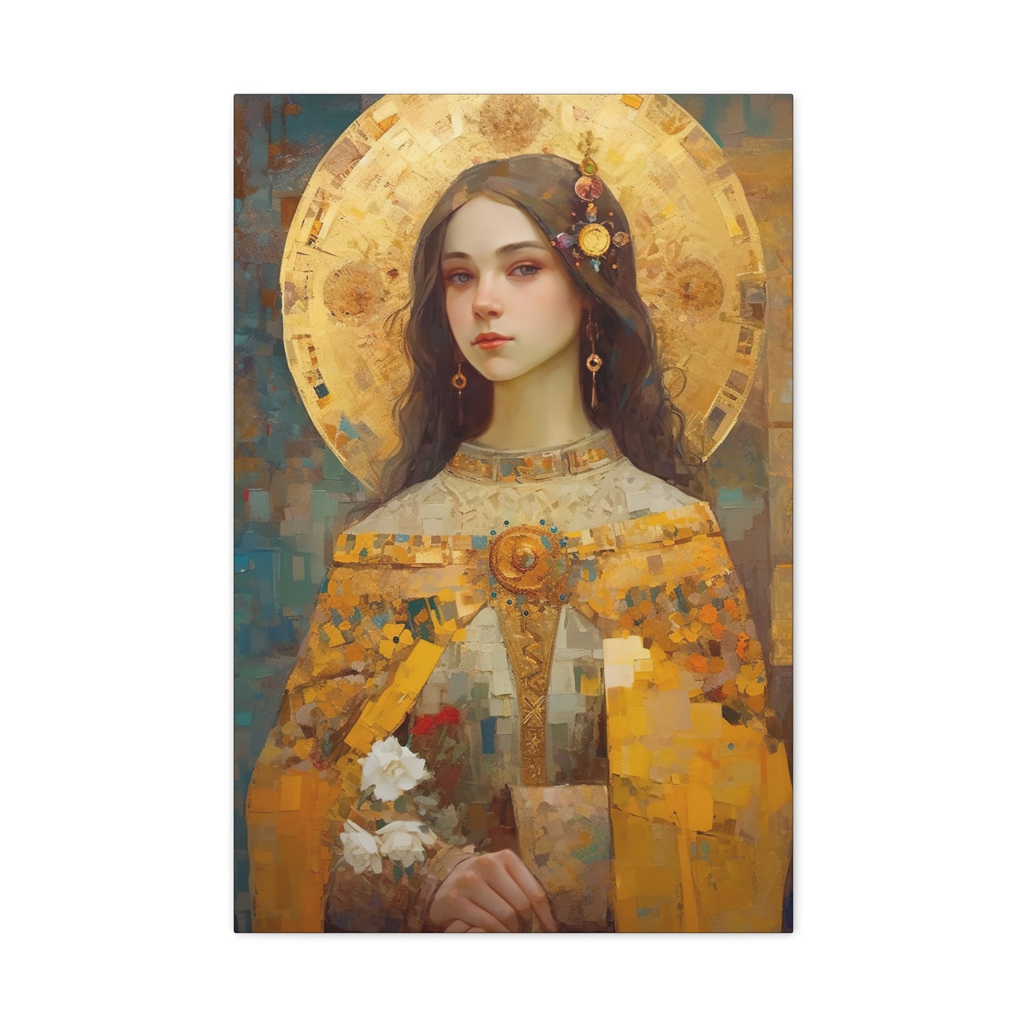 Saint Dymphna - Museum Wrapped Canvas - Sanctified Souls Print - Religious Art for your Home