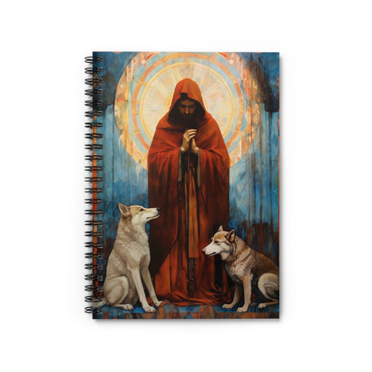 Saint Ailbhe Journal - Sanctified Souls Art - Religious Based Notebook - Spiral Notebook - Ruled Line - Patron Saint of Wolves