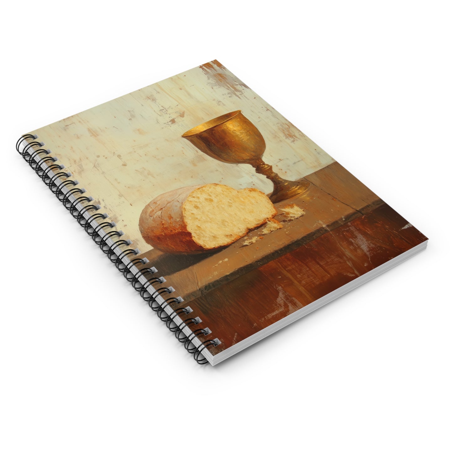 Cup of Sorrows, Bread of Life - Sanctified Souls Art - Religious Based Notebook - Spiral Notebook - Ruled Line