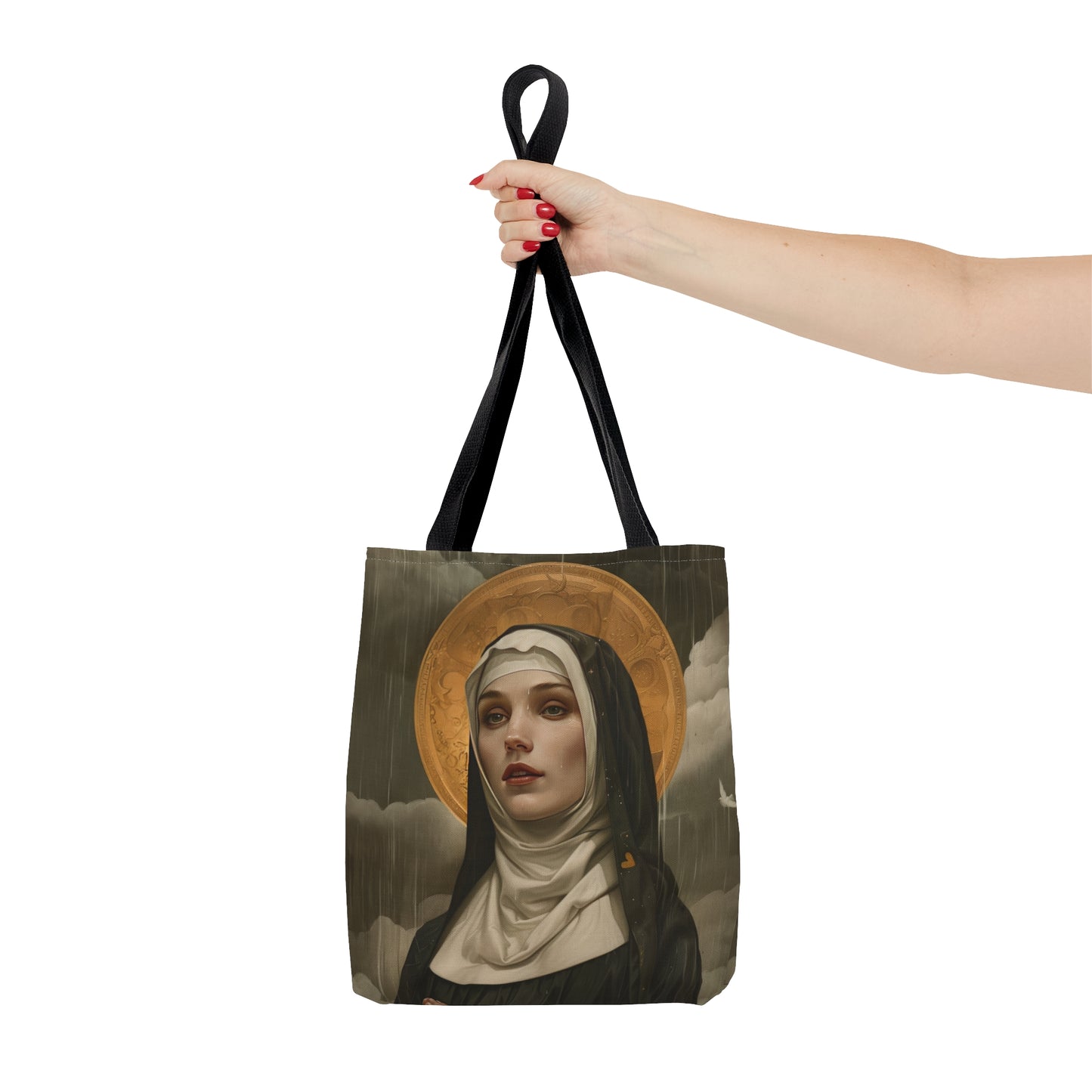 Saint Scholastica Tote Bag - Purse - Three sizes - Large Medium Small Faith Art Bag - Catholic faith carry-all purse - Double Sided