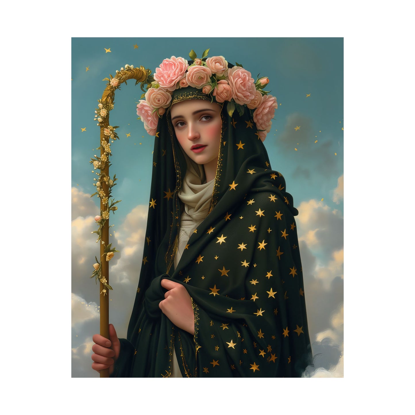 Saint Aldegund / Saint Aldegundis  - Sanctified Souls Print - Multiple Sizes - Premium Matte Vertical Posters