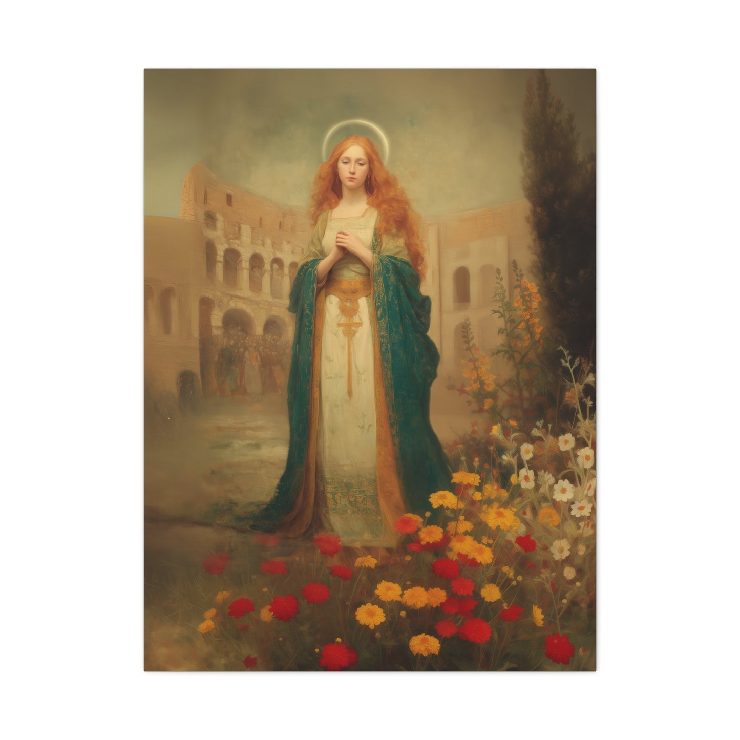 Saint Justina - Multiple Sizes - Catholic Home art - Museum Wrapped Canvas - Sanctified Souls Print - Catholic Martyr Art