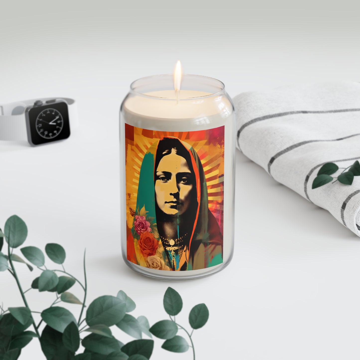 Radiant Guadalupe  - Scented Prayer Candle, 13.75oz - Tall Size - Religious Prayer Candle - Catholic Art - Religious Gift