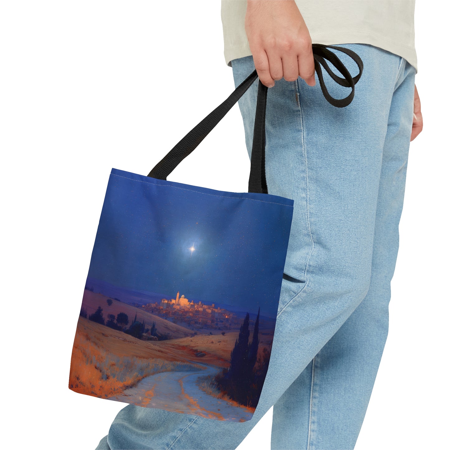 Bethlehem Wrapped in the Light of His Coming Tote Bag - Large Medium Small Faith Art Bag - Catholic Faith Purse - Double Sided