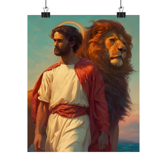 Saint Mark the Evangelist  Poster Print - Sanctified Souls Print - Multiple Sizes - Premium Posters - Catholic Art for your home