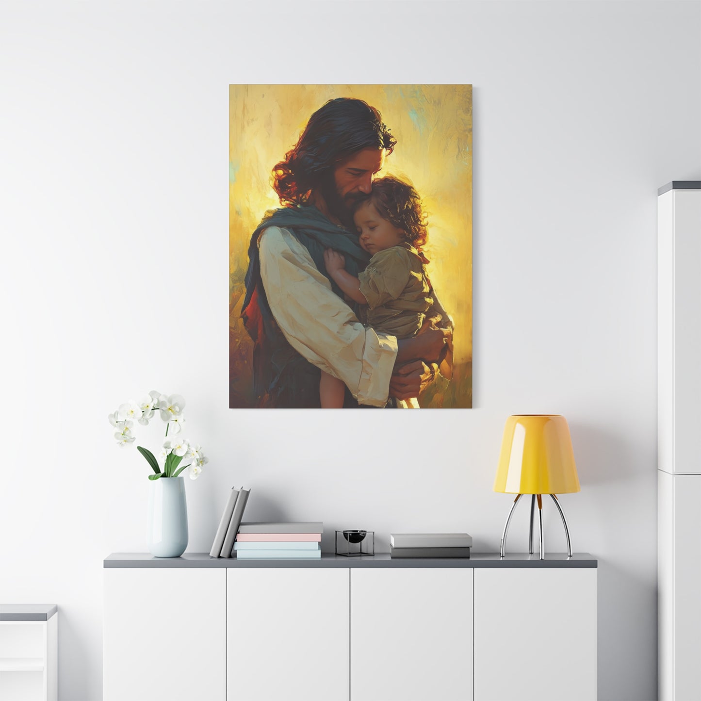 Divine Protector of the Innocent - Christ and Child - Museum Wrapped Canvas - Print - Religious Art for your Home - Christian art print