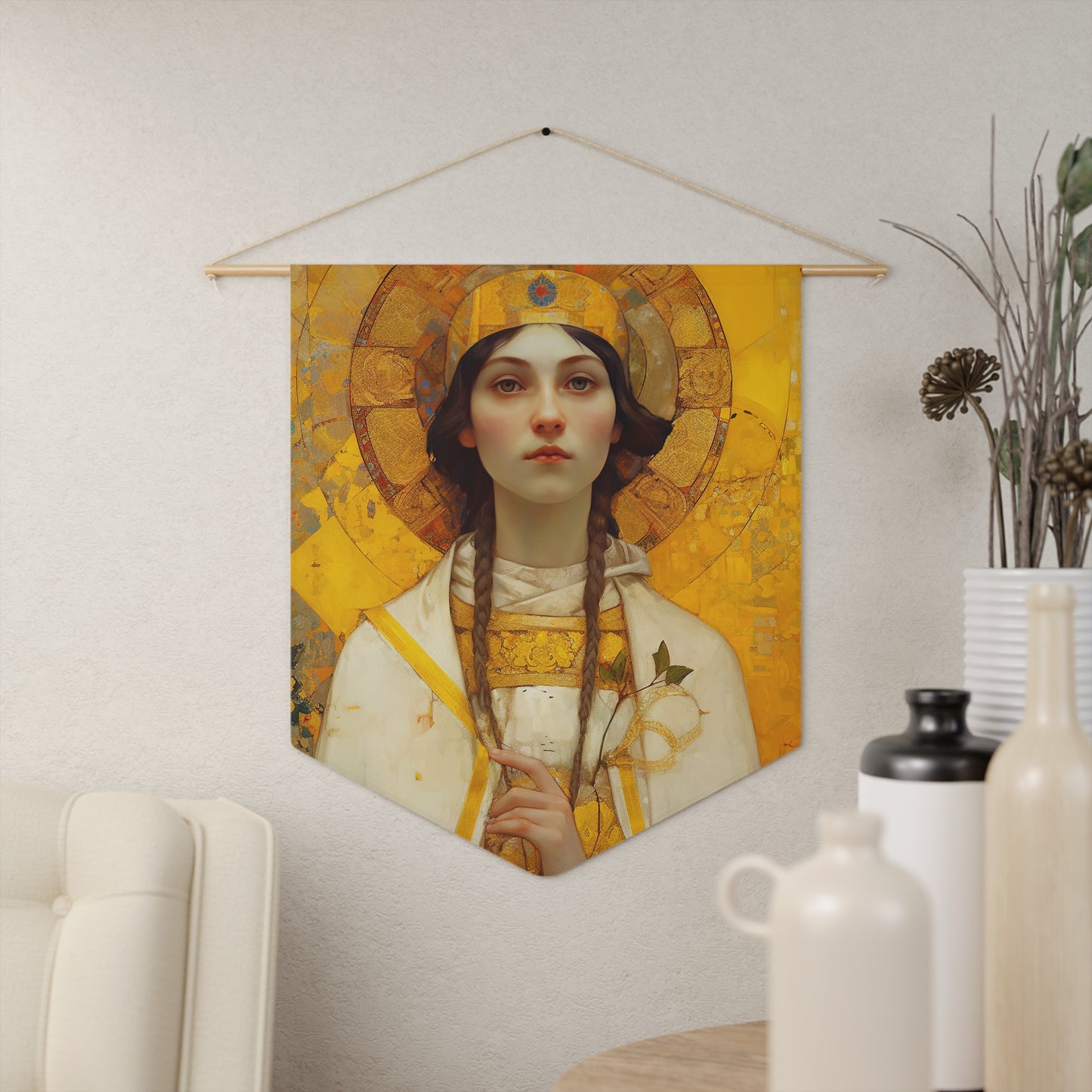 Saint Agatha Wall Banner / Wall Hanging / Pennant - Prayer room - Catholic Art - Saint Art - Large Saint Print - 18" x 21"