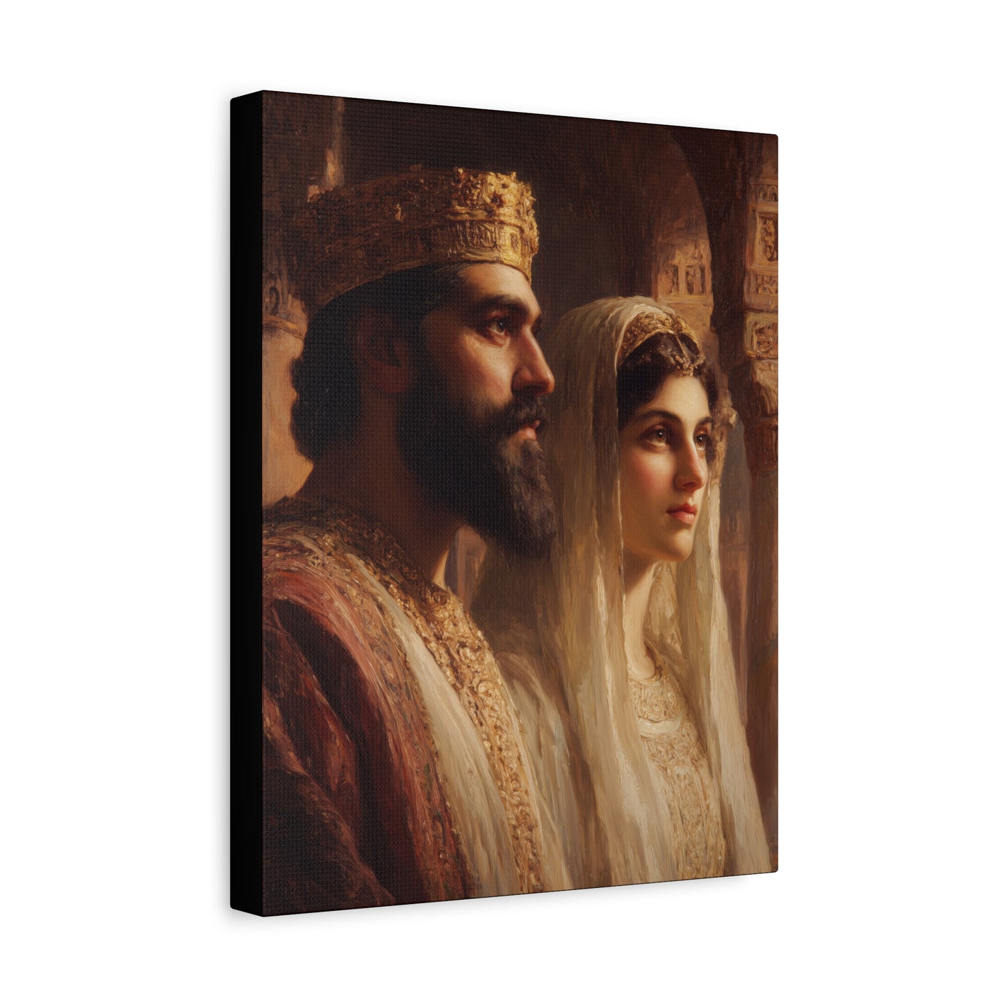 King Xerxes and Queen Esther  - Gallery Wrapped Canvas - Print - Religious Art for your Home - Catholic Art Print