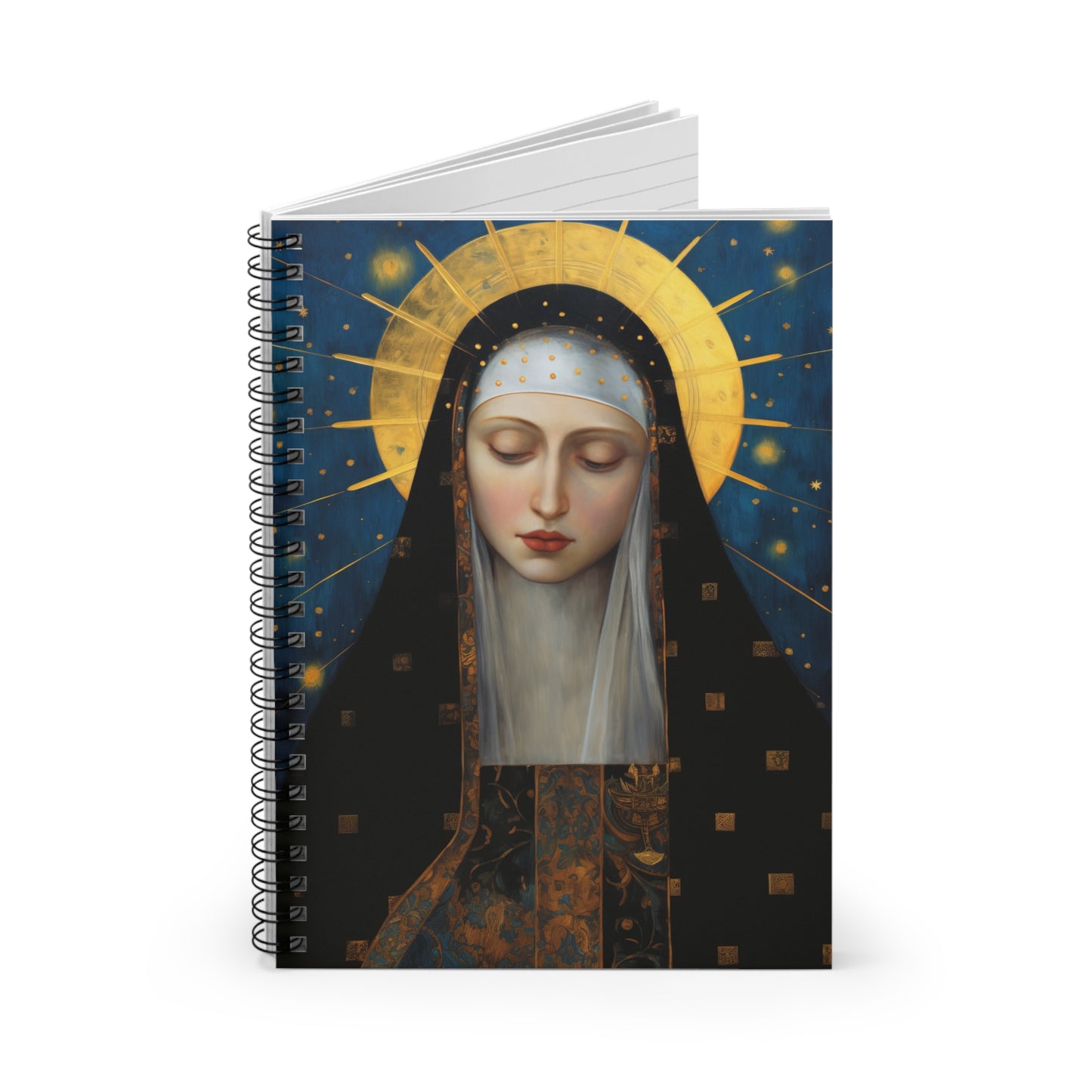 Saint Bridget of Sweden Journal - Sanctified Souls Art - Religious Based Notebook - Spiral Notebook - Ruled Line - Catholic Art Journal