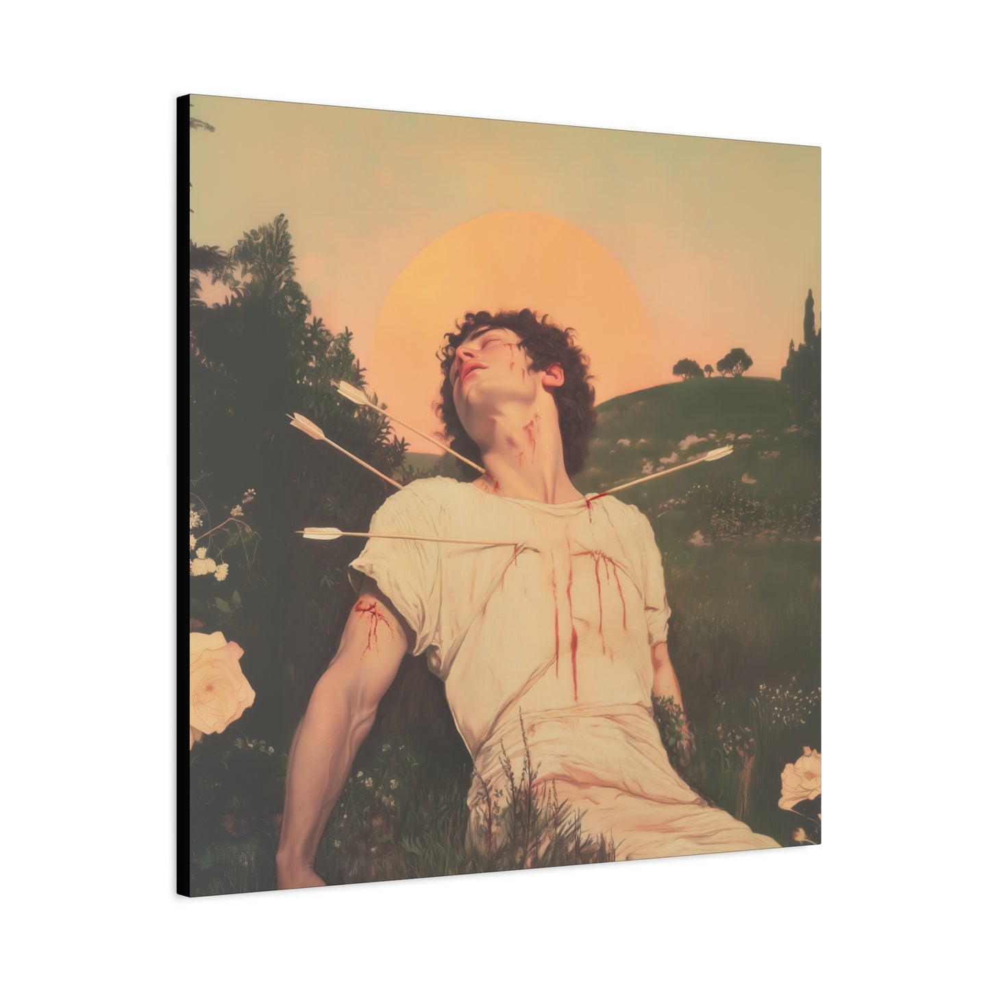 Saint Sebastian -  Museum Wrapped Canvas - Sanctified Souls Print - Religious Art for your Home - Catholic Patron Saint Art