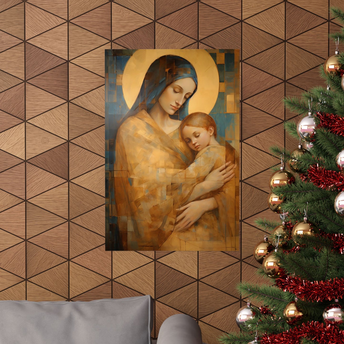 Heavenly Connection - Mary and the Divine Son - Multiple Sizes - Premium Matte Vertical Posters - Christ Child and Mother Mary