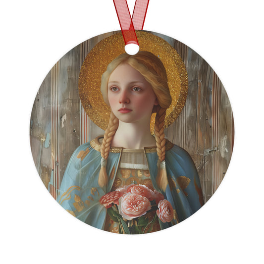 Saint Fina Portrait Ornament - Religious Holiday Christmas Ornament and Keepsake - Double sided Keepsake Religious Ornament