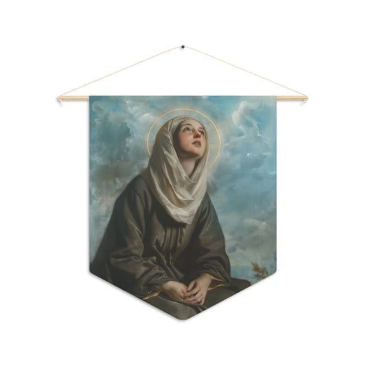 Saint Margaret of Cortona Wall Banner / Wall Hanging / Pennant - Religious Wall Tapestry - Catholic Art - 18" x 21"