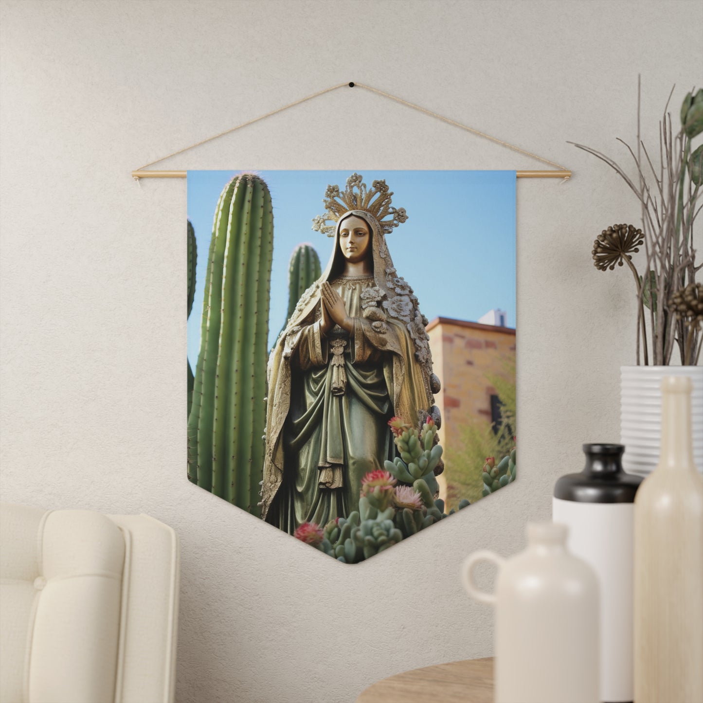 Our Lady of Guadalupe Wall Banner / Wall Hanging - Our Lady of Guadalupe Art - Prayer room art - Catholic Home Art - 18" x 21"