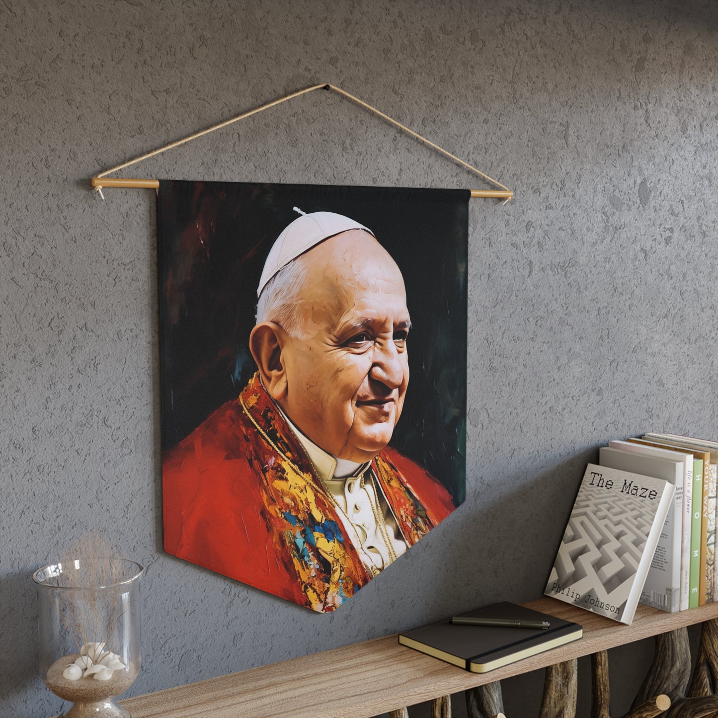 Pope Saint John XXIII Wall Banner / Wall Hanging / Pennant - Prayer room art - Catholic Home - Saint Art for your home - 18" x 21"