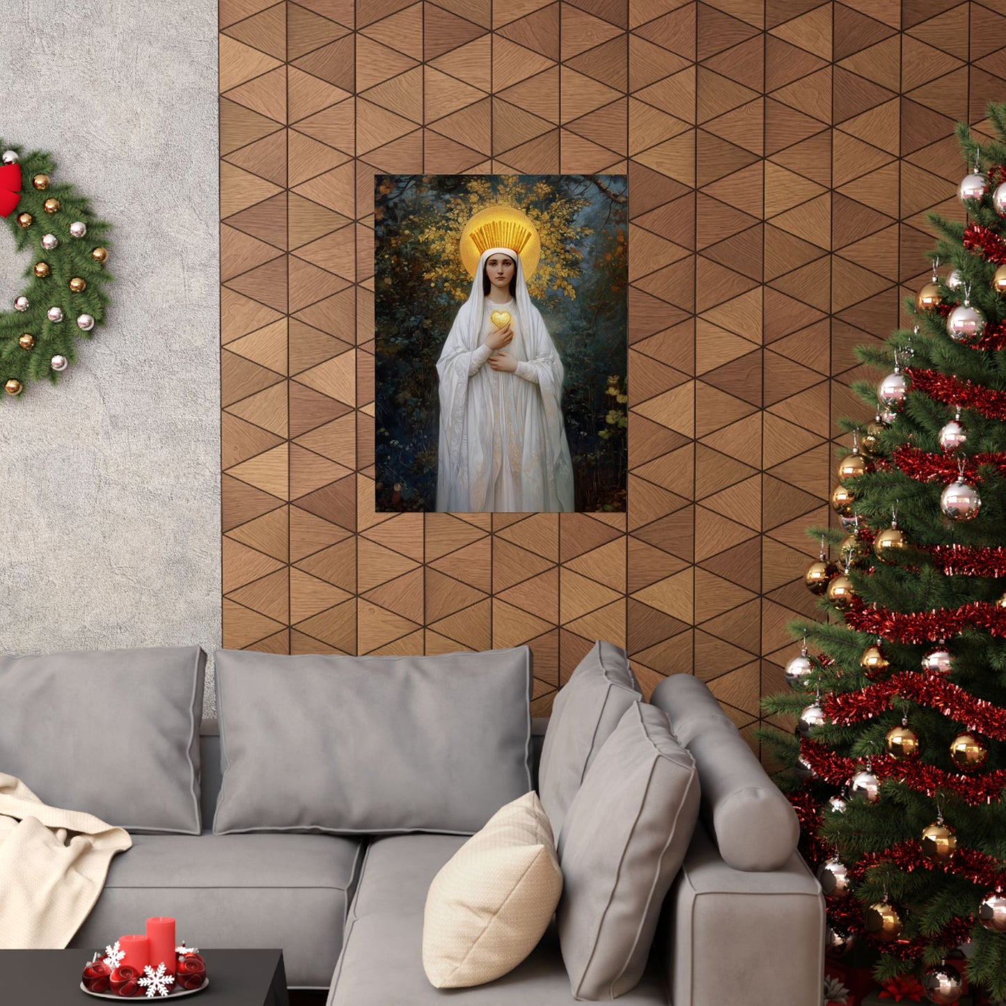 Our Lady of Beauraing - Our Lady of the Golden Heart - Marian Art - Sanctified Souls Print - Multiple Sizes - Premium Vertical Posters