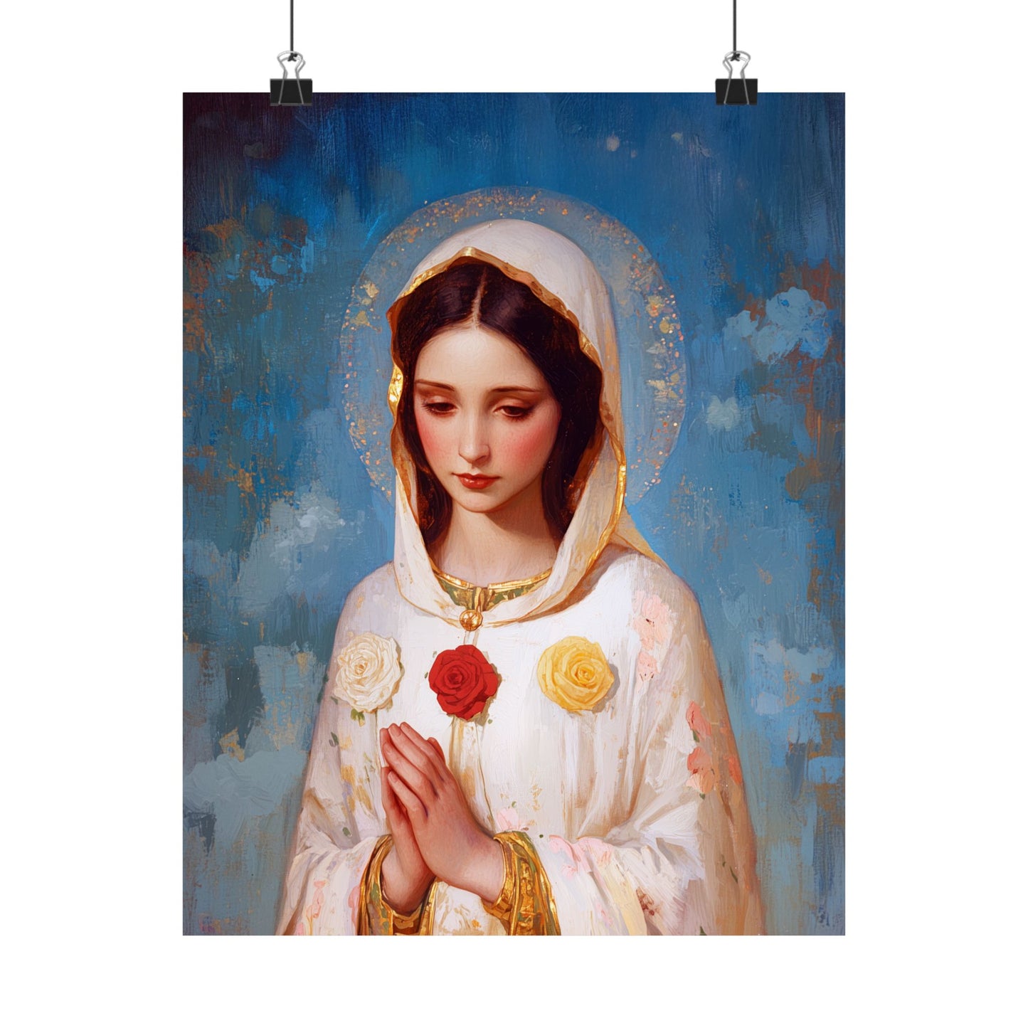 Rosa Mystica - Mystical Rose - Mother Mary - Marian Art - Sanctified Souls Print - Multiple Sizes - Premium Vertical Posters