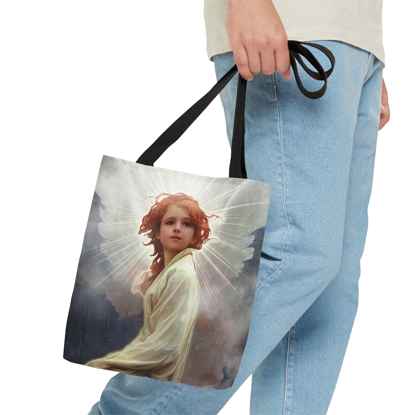 The Archangel Daniel Tote Bag - Large Medium Small - Art Bag -  Guardian Angel Double Sided Purse - Carry All Bag - Spiritual Gift - Divine