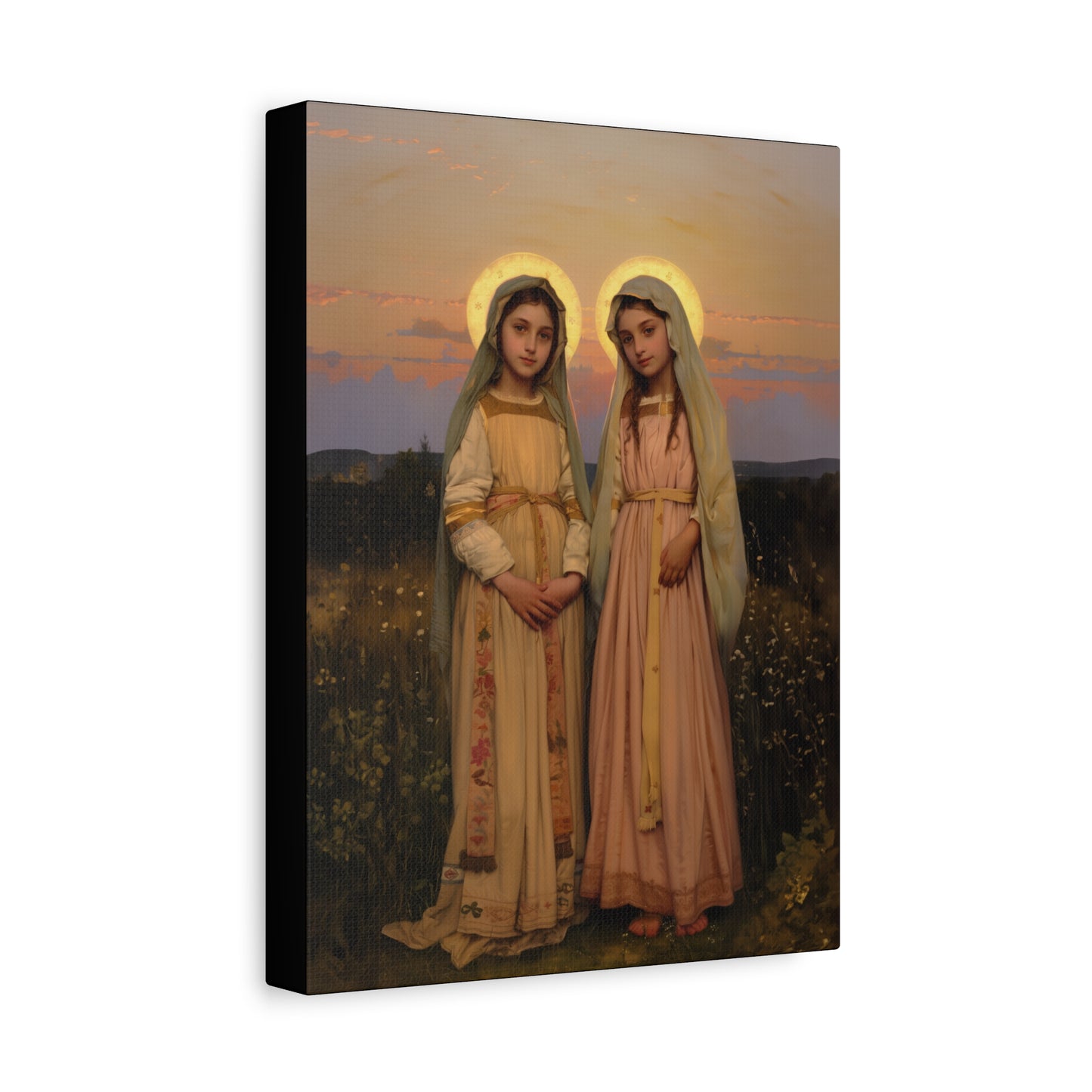 Saints Nunilo and Alodia - Museum Wrapped Canvas - Print - Religious Art for your Home - Christian print - Prayer Room Catholic Saint