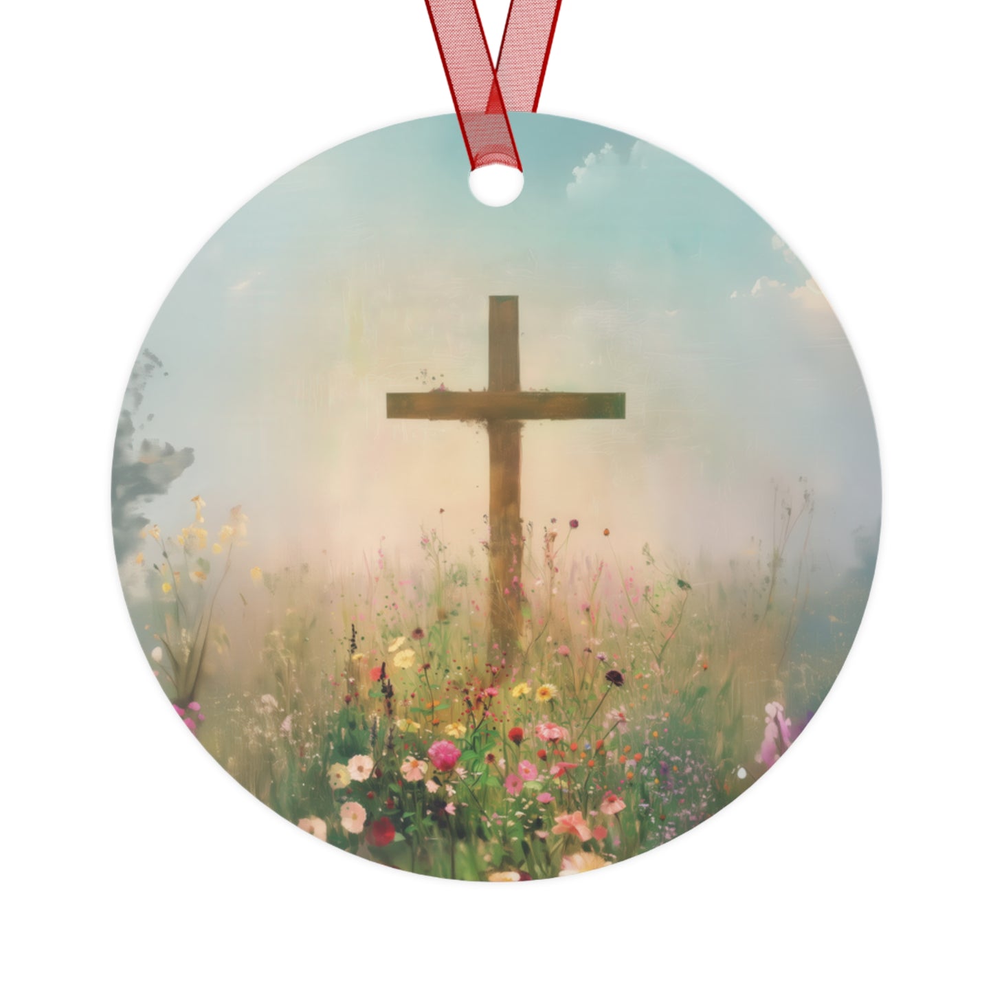 The Cross That Called the Earth to Life Metal Ornament - Religious Holiday Christmas Ornament and Keepsake - Double sided