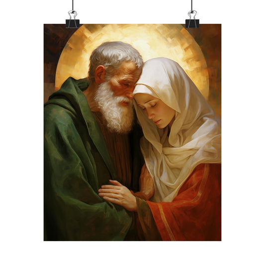 Saints Zechariah and Elizabeth - Sanctified Souls Print - Multiple Sizes - Premium Matte Vertical Posters - Catholic Art for the home
