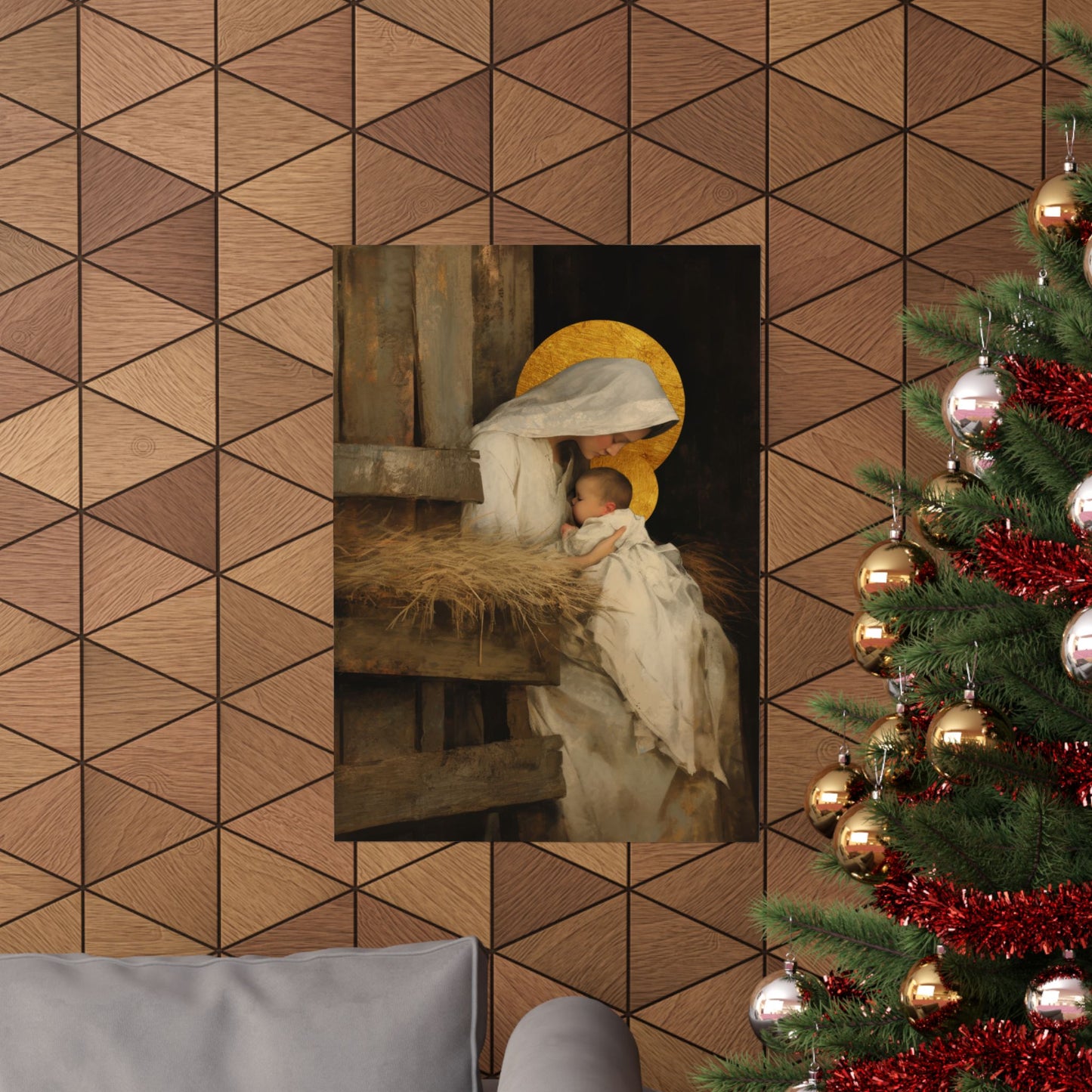 Our Lady of the Manger - Mother Mary and the Christ Child - Sanctified Souls Print - Multiple Sizes - Premium Matte Vertical Posters