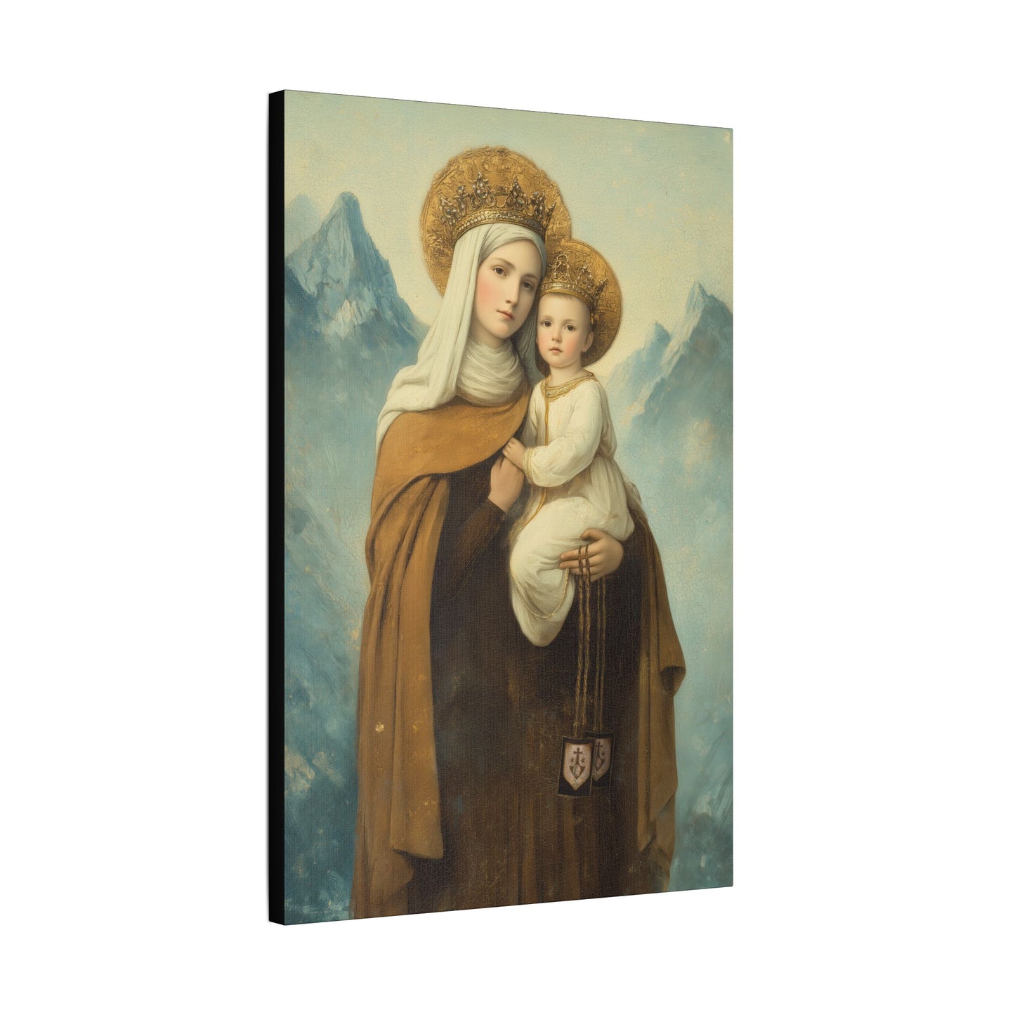The Gift of the Scapular - Our Lady of Mount Carmel Wrapped Canvas Print - Multiple Sizes - Catholic Home art Matte Canvas, Stretched