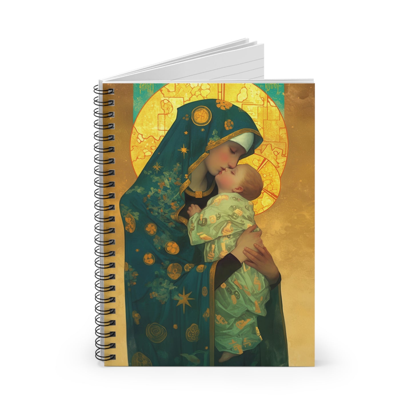 Peaceful Refuge - Mary and the Christ Child - Sanctified Souls Art - Spiral Notebook - Ruled - Catholic Religious - Devotional Daily