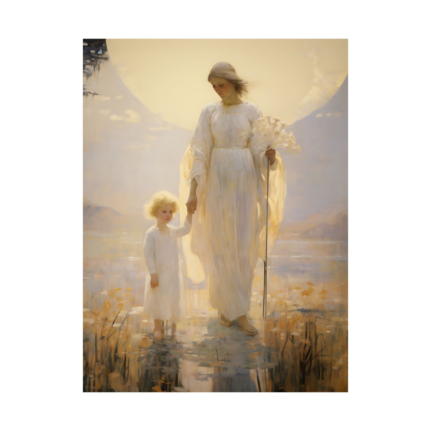 Serenity in Motherhood Print - Sanctified Souls Print - Multiple Sizes - Matte Poster - Mother's Print - Art for Nursery - Mother & child