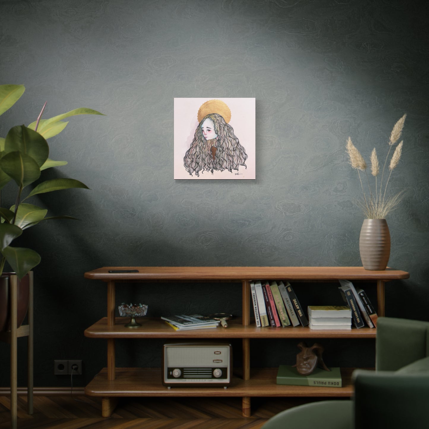 Saint Philomena Canvas Print - Hand-Drawn Catholic Art Print | Christian Sacred Wall Art | Sanctified Solocosmo Religious Artwork