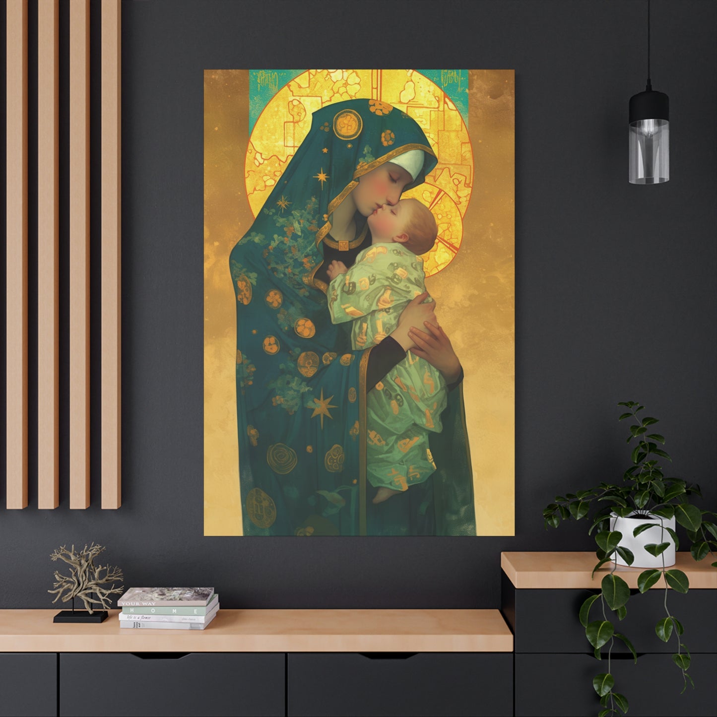 Peaceful Refuge - Mary and the Christ Child - Museum Wrapped Canvas - Print - Religious Art for your Home - Catholic Saint Art