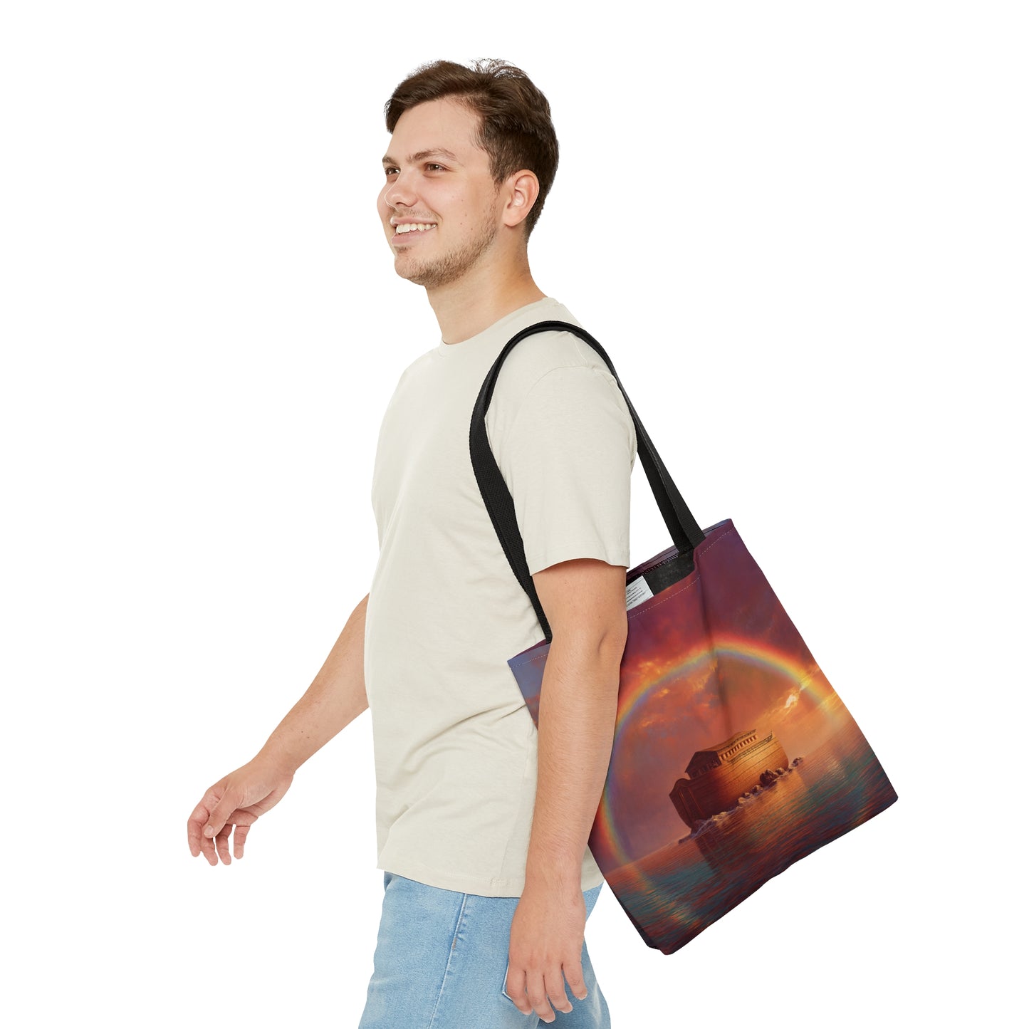 Sheltered Beneath the Covenant Sky - Noah's Ark Tote Bag - Large Medium Small Faith Art Bag - Catholic Faith Purse - Double Sided