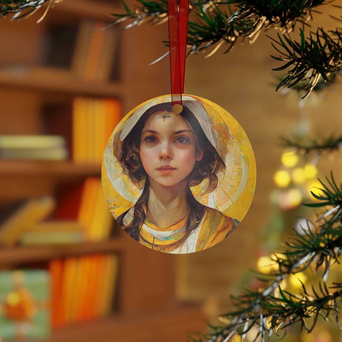 Saint Agatha Metal Ornament - Religious Holiday Christmas Ornament and Keepsake - Double sided Keepsake Religious Ornament