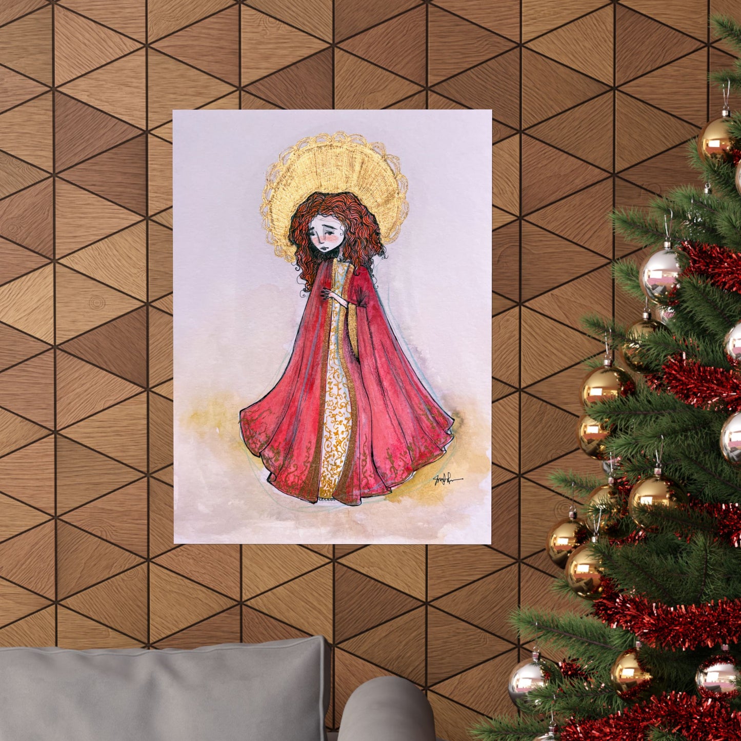 Saint Bibiana Hand-Drawn Catholic Art Print | Christian Devotional Wall Art | Sanctified Solocosmo Religious Poster