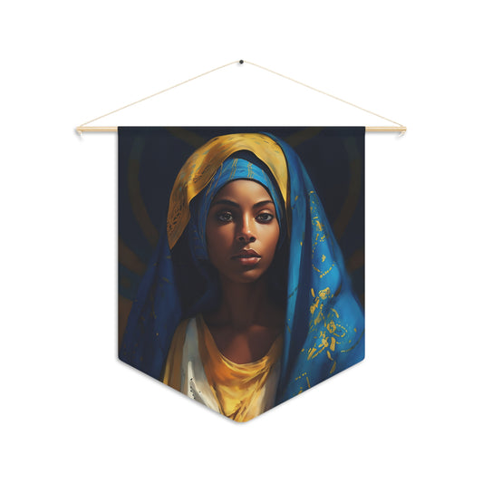 Mary the Blessed Virgin / Black Madonna Banner / Wall Hanging - Prayer room art - Catholic Home Art - Large Print - 18" x 21"